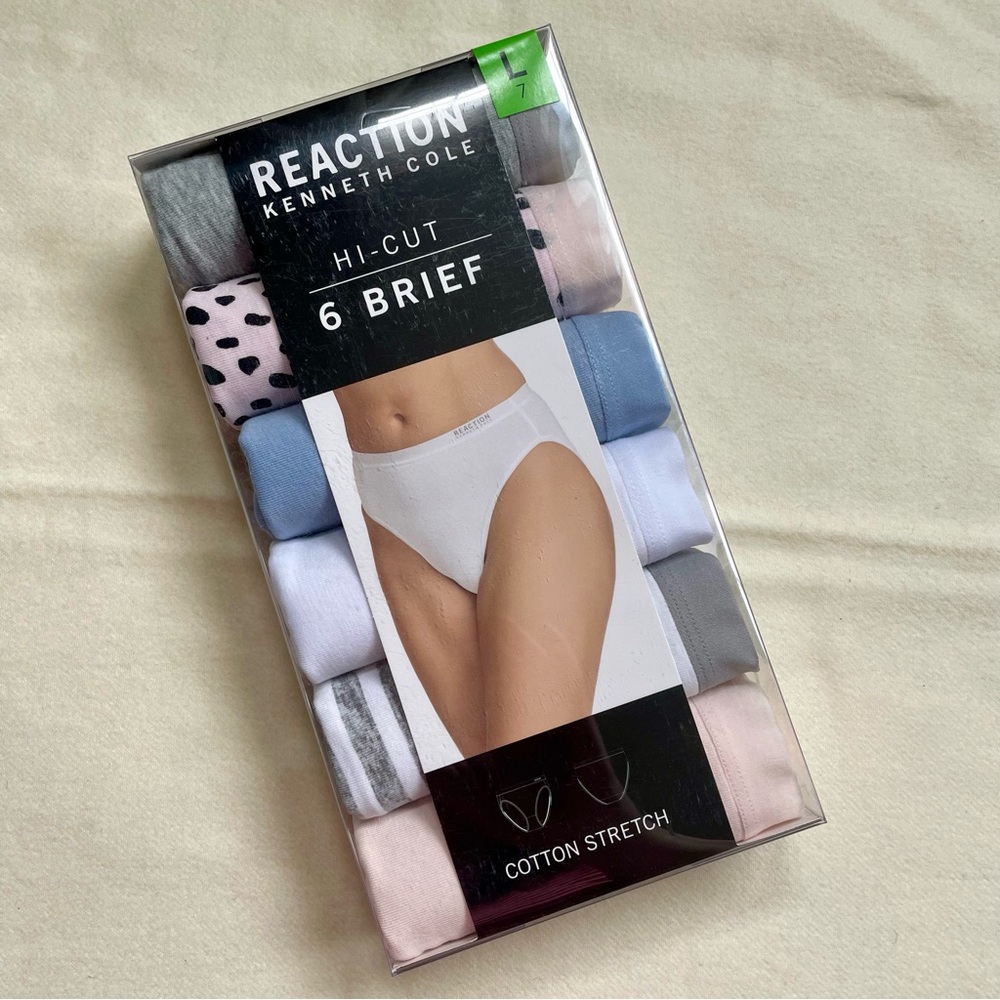 🌸 Reaction Kenneth Cole Women’s Hi-Cut Brief 6-Pack L Cotton Blend